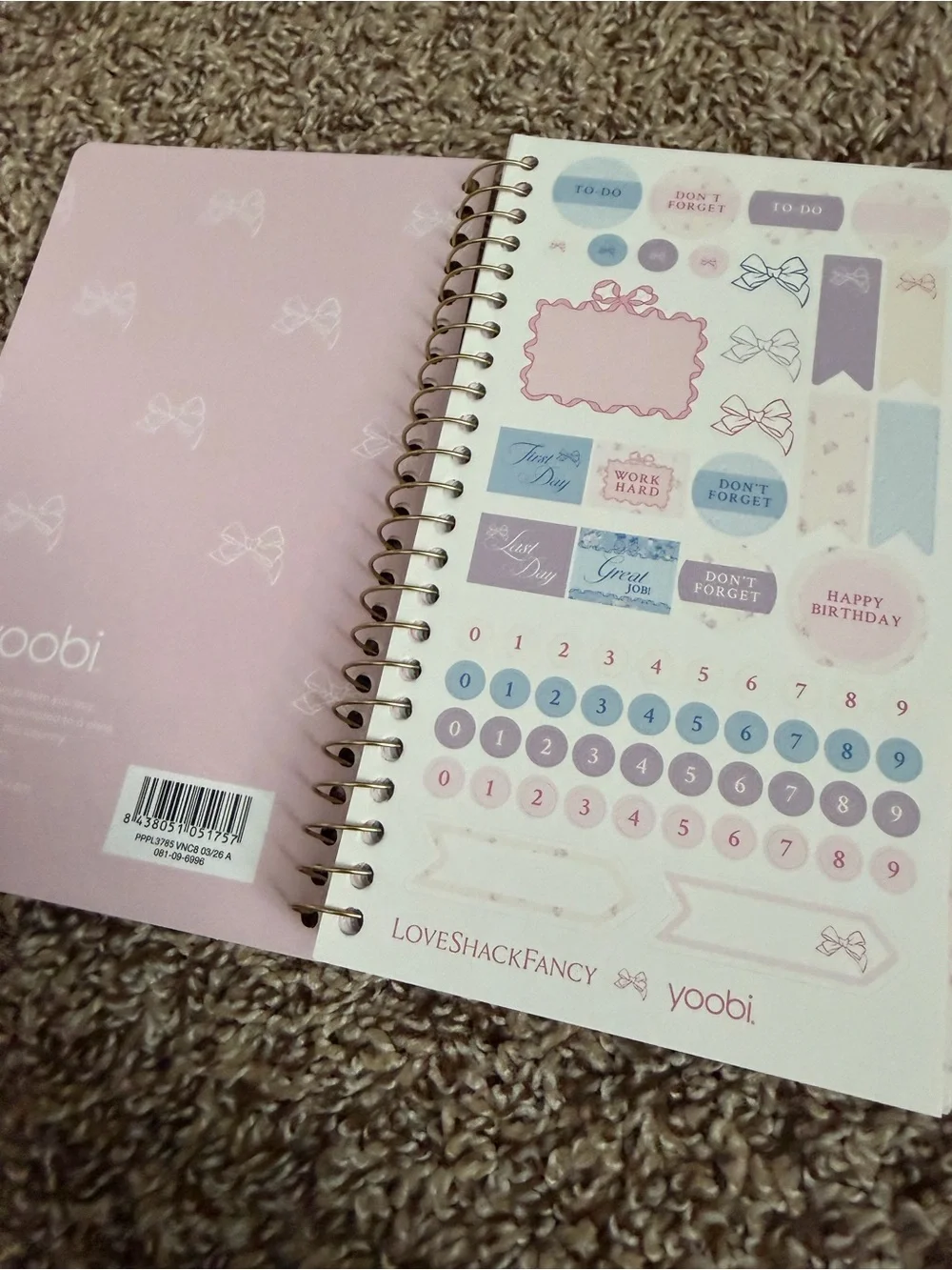 LoveShackFancy Yoobi Pink and Gold 2026-2027 Spiral Planner - Picture 4 of 7